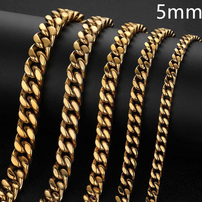 Stainless Steel Chain Four Sides Grinding Cuban Chain For Men