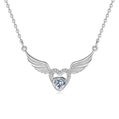 S925 Sterling Silver Angel Wing Necklace Female Clavicle Chain