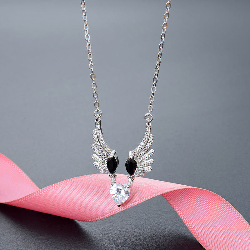 Silver Angel Wings Love Necklace