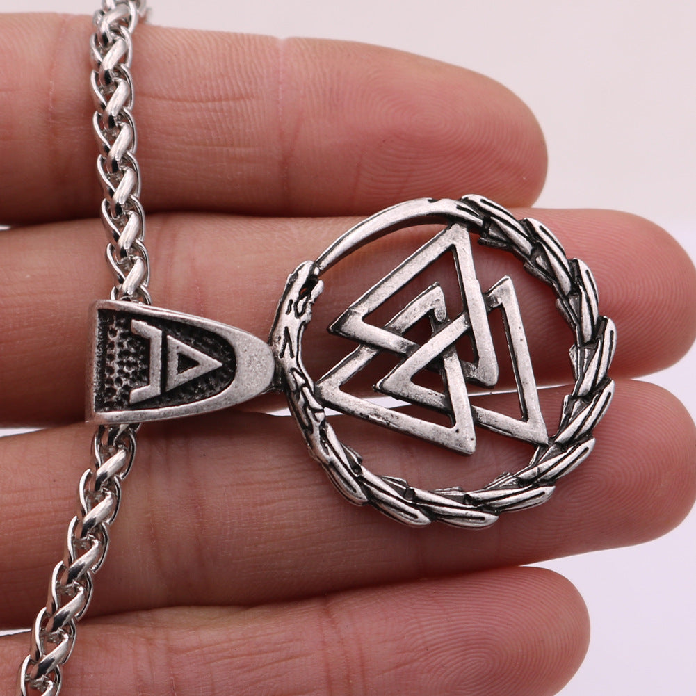 Viking Triangle Knot Dragon Head Necklace European And American Popular Accessories Amulet Animal Pendant