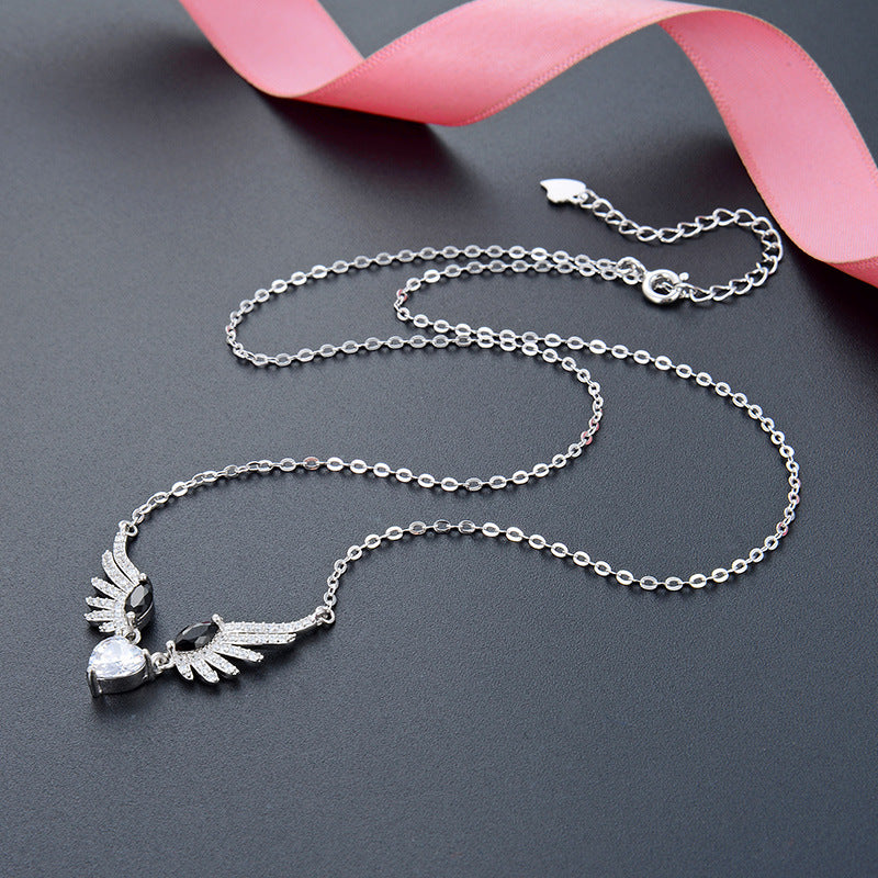 Silver Angel Wings Love Necklace