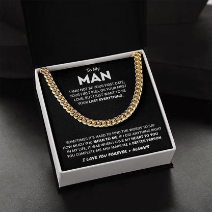 14K Gold Single Round Close Cuban Chain Titanium Steel Necklace With Greeting Card