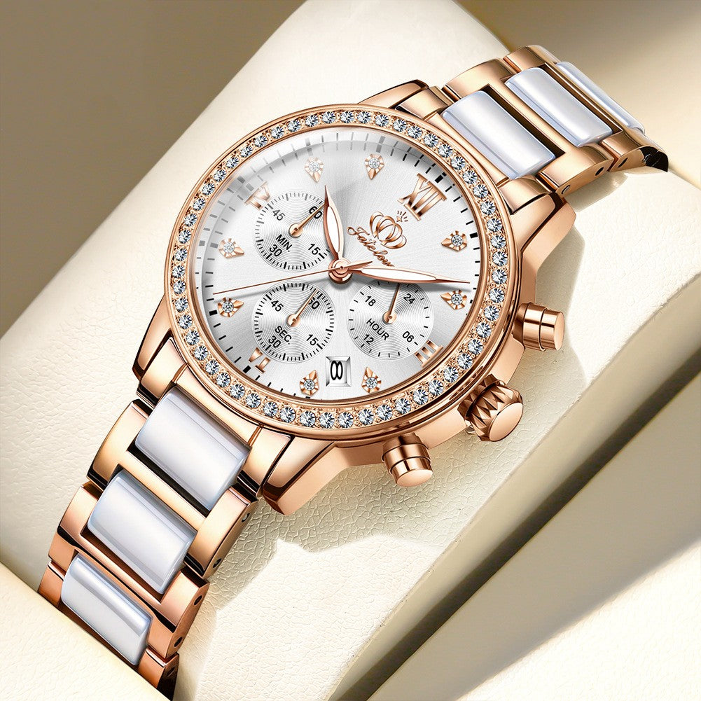 Simple Rhinestone Quartz Watch Waterproof Women's Watch