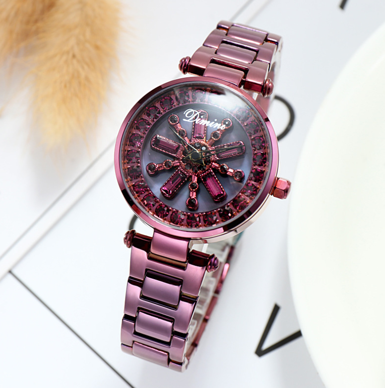 Time to run rhinestone steel belt fashion trend student fashion watch watch female