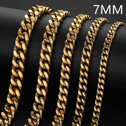 Stainless Steel Chain Four Sides Grinding Cuban Chain For Men