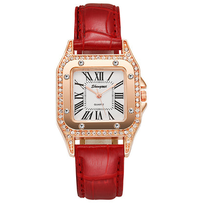 Square Diamond Belt Women's Watch Simple Roman Numerals