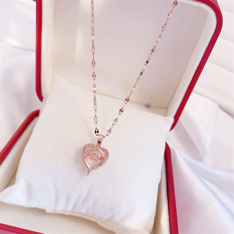 Valentines Day Gift Women's Fashion Simple Full Diamond Perfume Bottle Clavicle Chain Necklace Fashion Jewelry Woman