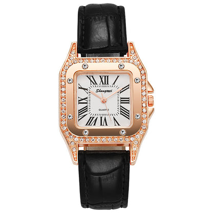 Square Diamond Belt Women's Watch Simple Roman Numerals