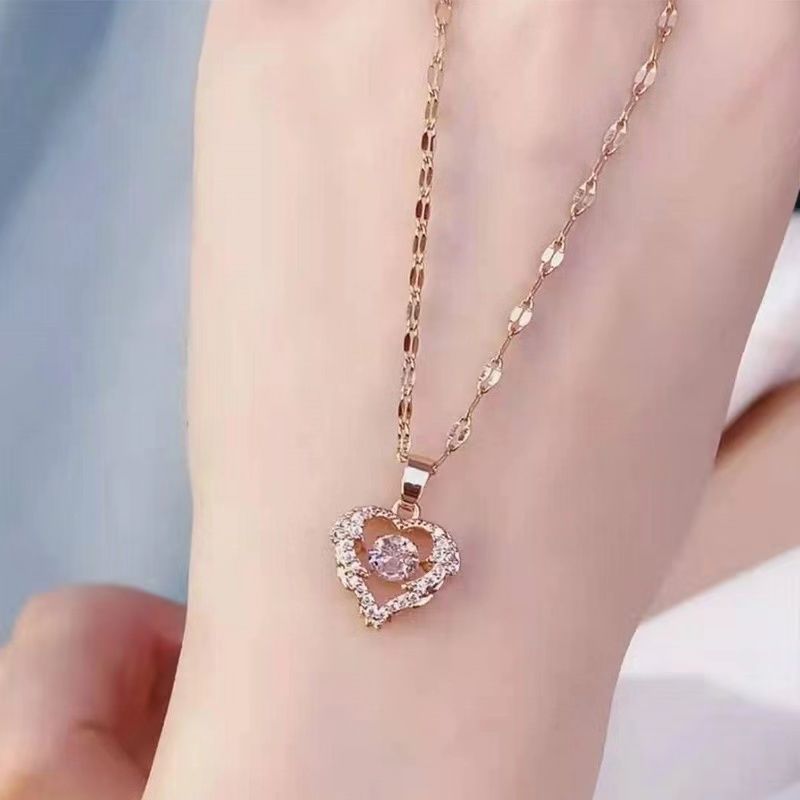 Valentines Day Gift Women's Fashion Simple Full Diamond Perfume Bottle Clavicle Chain Necklace Fashion Jewelry Woman