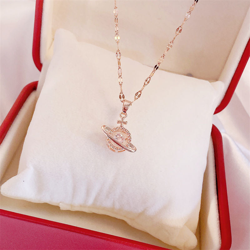 Valentines Day Gift Women's Fashion Simple Full Diamond Perfume Bottle Clavicle Chain Necklace Fashion Jewelry Woman