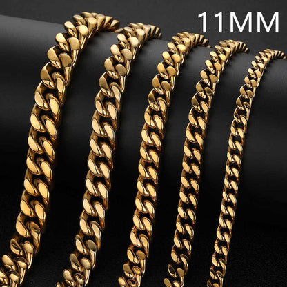 Stainless Steel Chain Four Sides Grinding Cuban Chain For Men