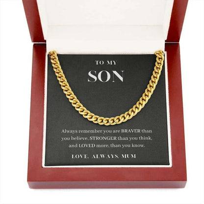 14K Single Circle Dense Chain Cuban Link Chain Male Titanium Steel Necklace Bracelet Gift For Son