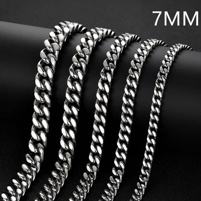 Stainless Steel Chain Four Sides Grinding Cuban Chain For Men